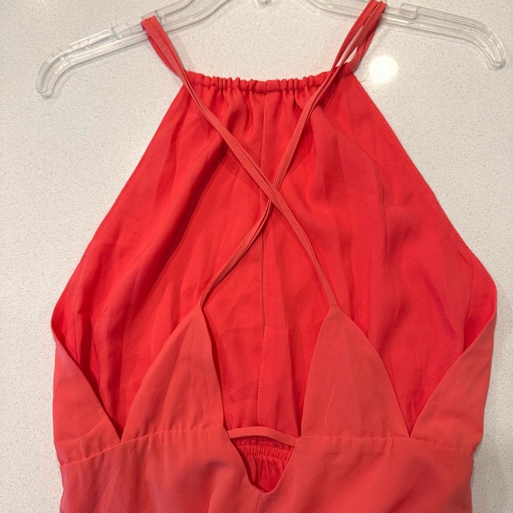 Lovers + Friends Coral Pink Maxi Dress! NWT! Slits and cross back style! - Picture 4 of 11